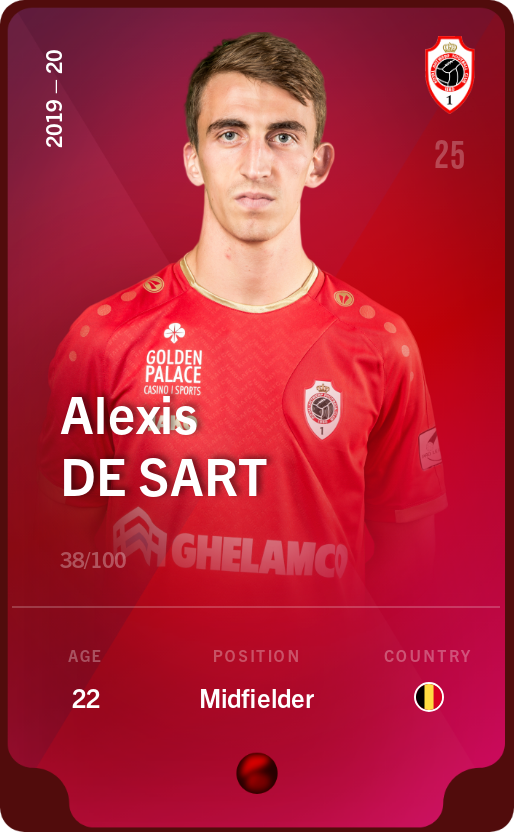 Sorare - Sorare Official - Alexis De Sart 2019-20 • Rare 38/100 - NFT # 78514126942277325247851135244623602818670613388376474848158578060806473089696
