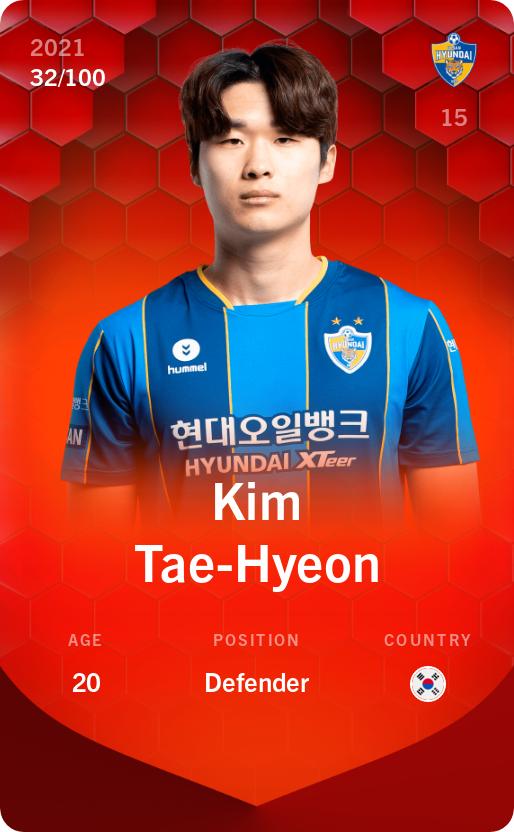Sorare - Sorare Official - Kim Tae-Hyeon 2021-22 • Rare 32/100 - NFT # 39700327312167117751790530351770448325437292359063185649663728949659081340604