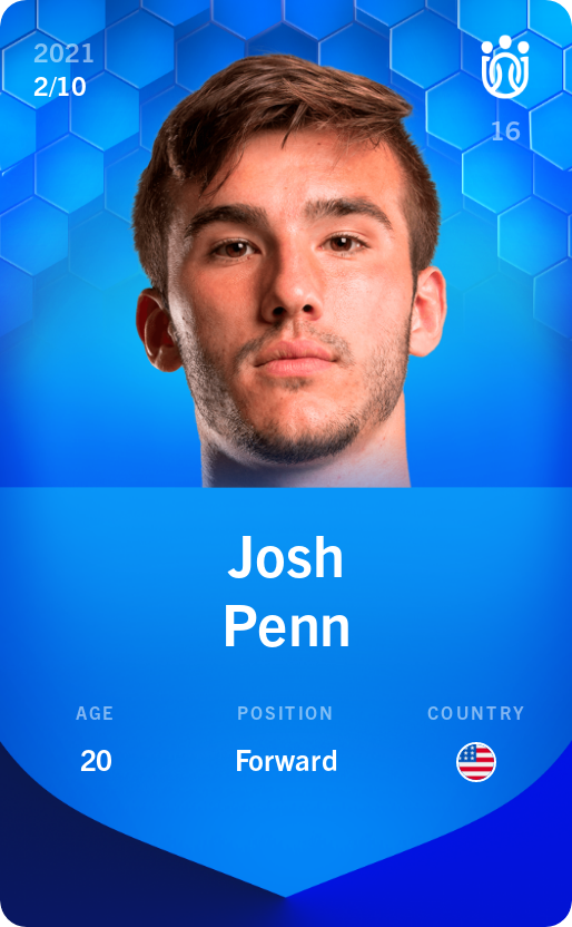 Sorare - Sorare Official - Josh Penn 2021-22 • Super Rare 2/10 - NFT # 18395100740582403120521758500608478757042083144703370704881429305645447025271