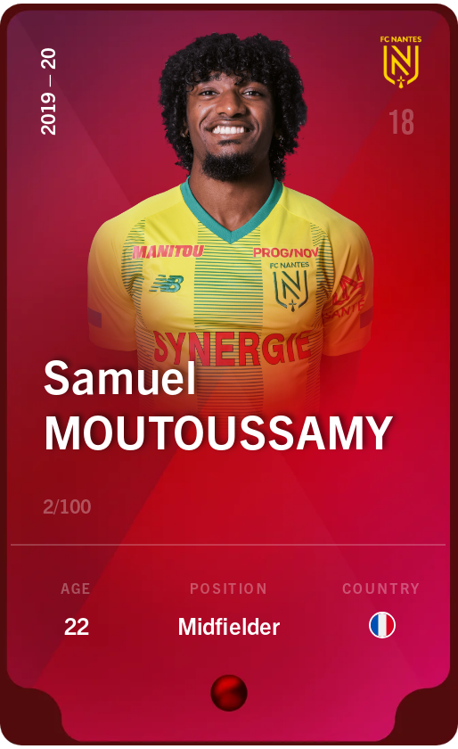 Sorare - Sorare Official - Samuel Moutoussamy 2019-20 • Rare 2/100 - NFT # 80124746919152587837537003637587347901948424364806115391549584617352941207259