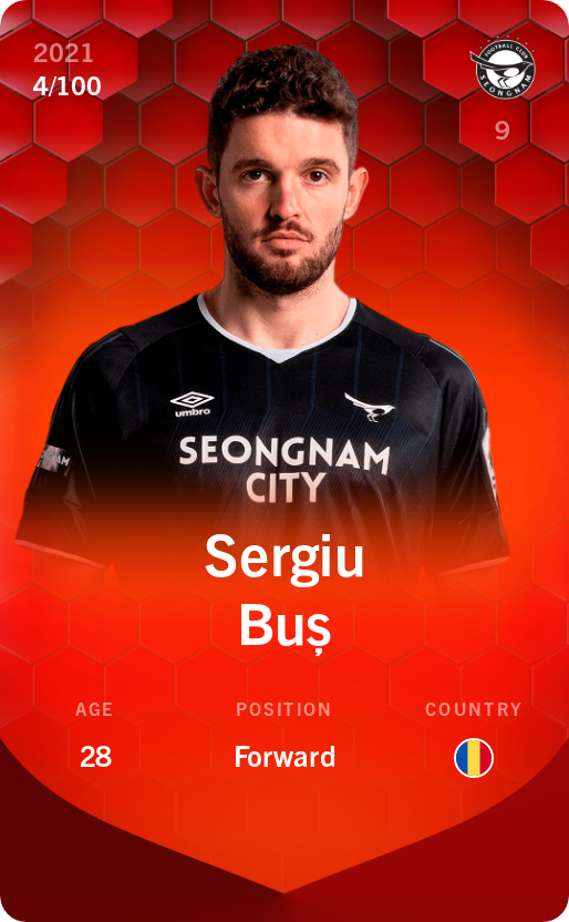 Sorare - Sorare Official - Sergiu Buș 2021-22 • Rare 4/100 - NFT # 78250575448197828316664257084291579647608173455778480022206365031154667971428