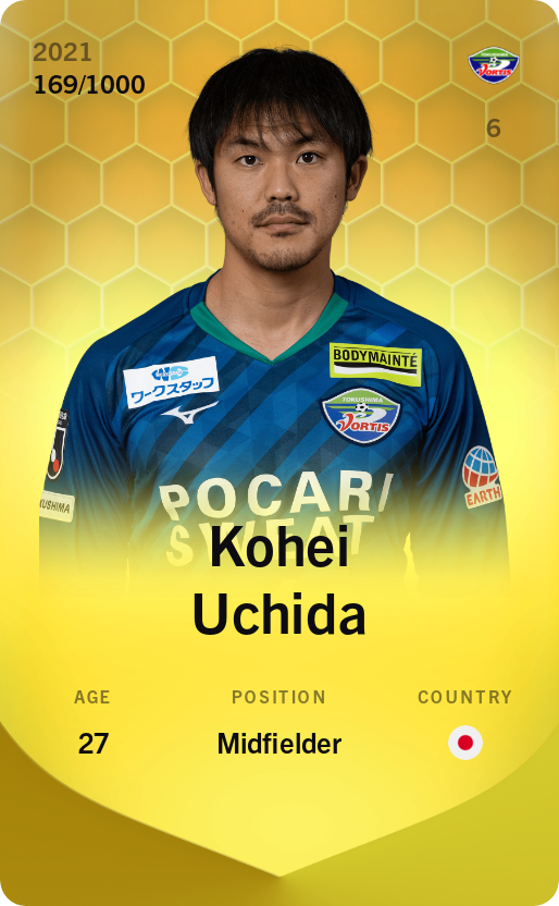Sorare - Sorare Official - Kohei Uchida 2021-22 • Limited 169/1000 - NFT # 10352702806055520347566687244614988979765187612215677353342993434971838439739
