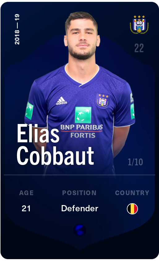 Sorare - Sorare Official - Elias Cobbaut 2018-19 • Super Rare 1/10 - NFT # 46350195736967009674448542890645649422174972707737456556334729767216654321830