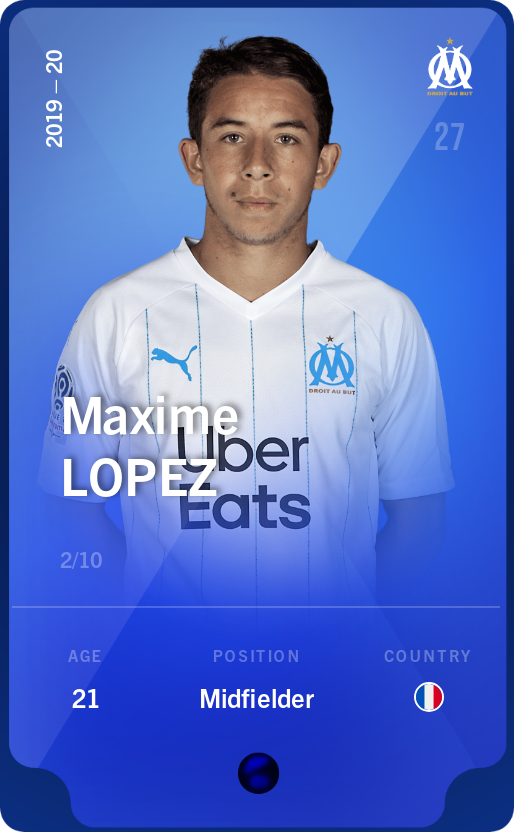 Sorare - Sorare Official - Maxime Lopez 2019-20 • Super Rare 2/10 - NFT # 39357408315128216676070490598854303450865558123717271793811036453930351379377