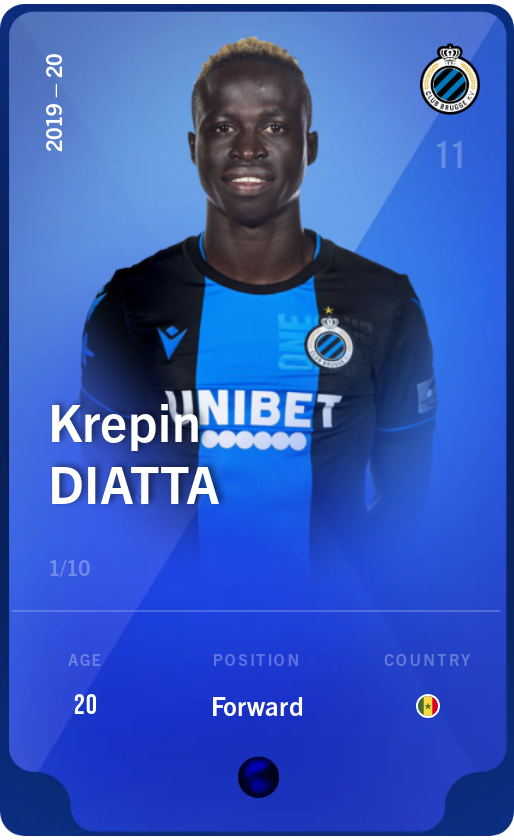 Sorare - Sorare Official - Krepin Diatta 2019-20 • Super Rare 1/10 - NFT # 111626910874035468288620674567716759566073819372266066740288074142304448356743