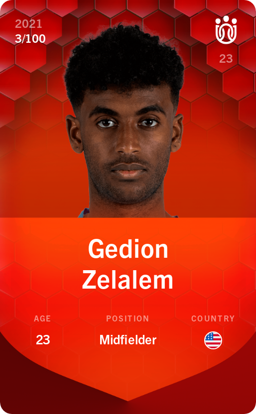 Sorare - Sorare Official - Gedion Zelalem 2021-22 • Rare 3/100 - NFT # 93174429011041723152006666028754275334210723615217957265870276950677623990835
