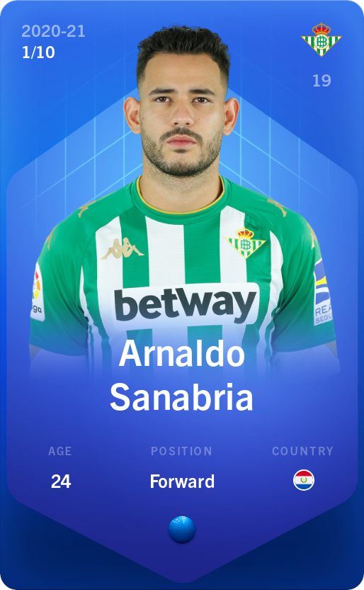 Sorare - Sorare Official - Arnaldo Sanabria 2020-21 • Super Rare 1/10 - NFT # 14291375677158252581516061276984896470671961059106961722184294041887016485535
