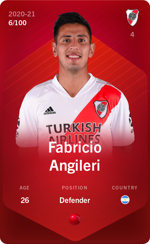 Sorare - Sorare Official - Fabricio Angileri 2020-21 • Rare 6/100 - NFT # 17431907341642035923390176479507059509169339290829946081637162088569806286433