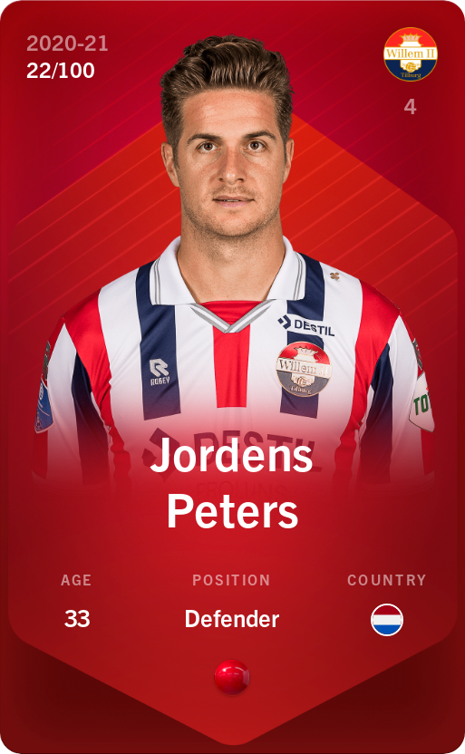 Sorare - Sorare Official - Jordens Peters 2020-21 • Rare 22/100 - NFT # 66497357788508062549867786488605316084183087560405726511538091669289232660130