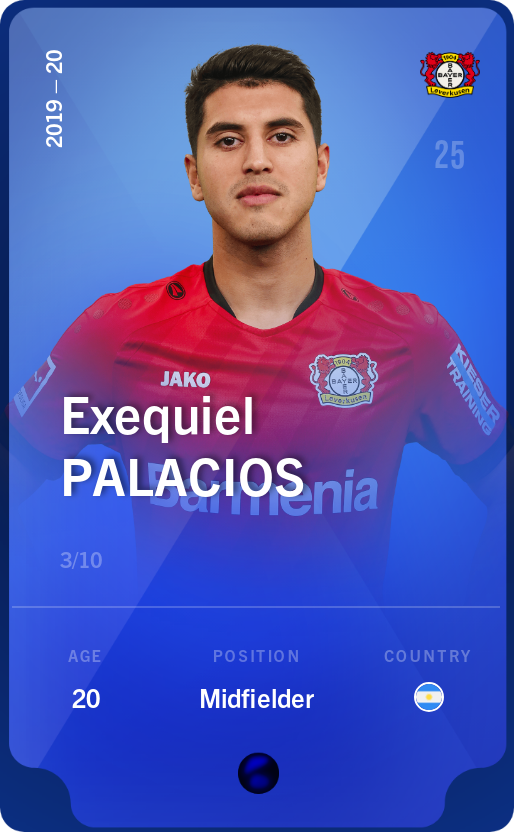 Sorare - Sorare Official - Exequiel Palacios 2019-20 • Super Rare 3/10 - NFT # 41815783164204816886864564574305778213577947787003351968175303788024858522452