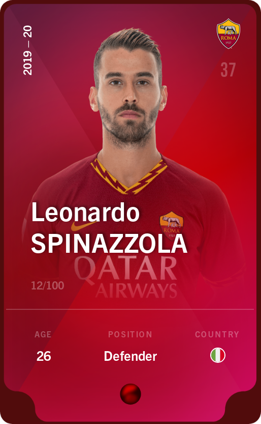 Sorare - Sorare Official - Leonardo Spinazzola 2019-20 • Rare 12/100 - NFT # 79331967401941804377934112242178497226220488332827660122763591965167259191771