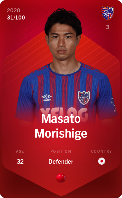 Sorare - Sorare Official - Masato Morishige 2020-21 • Rare 31/100 - NFT # 45259152486106115442699836989291853897590684632992469939962448411192269944894