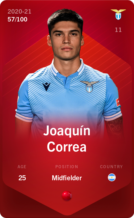 Sorare - Sorare Official - Joaquín Correa 2020-21 • Rare 57/100 - NFT # 50335699532399125057910284119196549853720321402190653936212243911387880712490