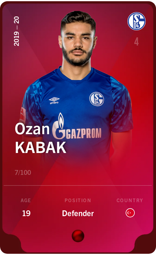Sorare - Sorare Official - Ozan Kabak 2019-20 • Rare 7/100 - NFT # 73790141825537379613010396979579895372555777615868457164221950146677214071670