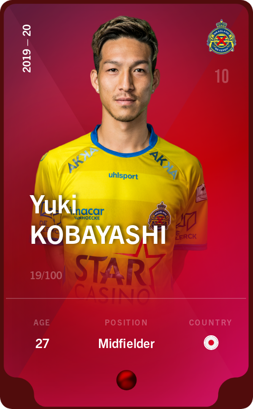 Sorare - Sorare Official - Yuki Kobayashi 2019-20 • Rare 19/100 - NFT # 57230958801008141802449347011063428729380161435934078421541186393896726681464