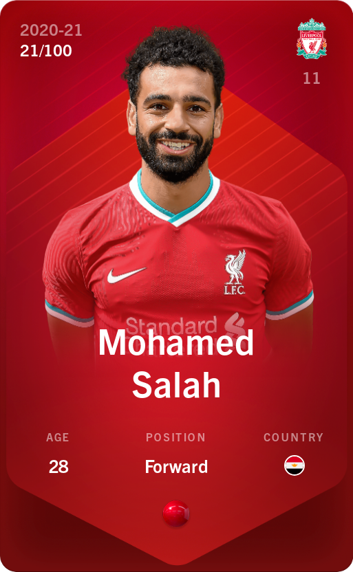 Sorare - Sorare Official - Mohamed Salah 2020-21 • Rare 21/100 - NFT # 112486910086827258082168529063836760594244592958868311010479809421595570437623