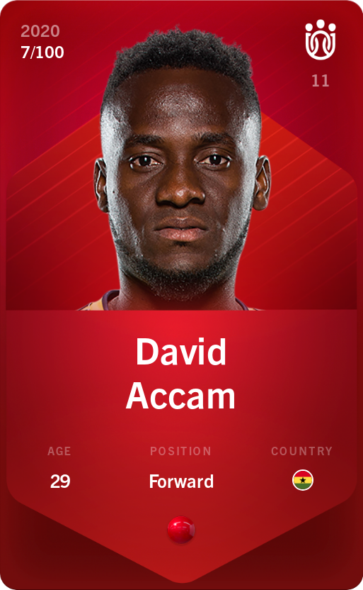 Sorare - Sorare Official - David Accam 2020-21 • Rare 7/100 - NFT # 34798859167953534703750456283917119458557064734072526532940980384170344304697