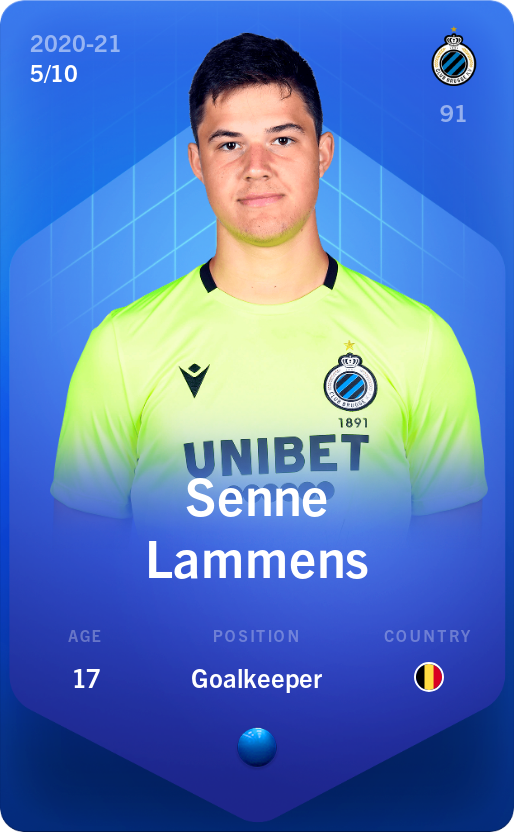 Sorare - Sorare Official - Senne Lammens 2020-21 • Super Rare 5/10 - NFT # 111784131123984811336301477021143410071370239898550108542812442225399645149715