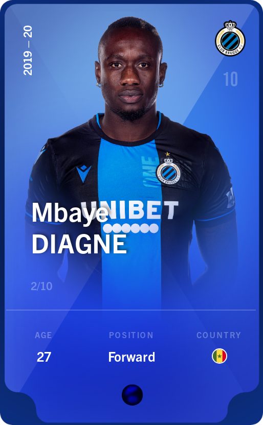 Sorare - Sorare Official - Mbaye Diagne 2019-20 • Super Rare 2/10 - NFT # 53155179073492500793468316164926885510263758378256347728020409253471863329749