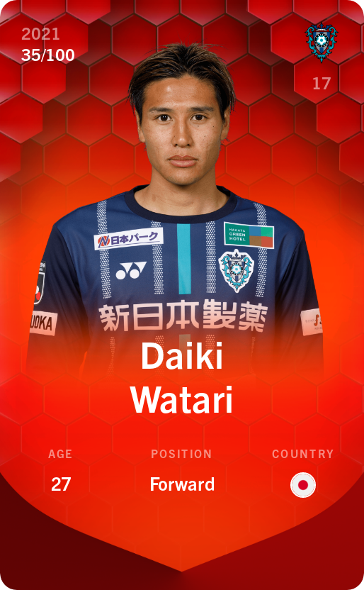 Sorare - Sorare Official - Daiki Watari 2021-22 • Rare 35/100 - NFT # 41314657624611377897675979318727847823903792422898013533196070379980506157659