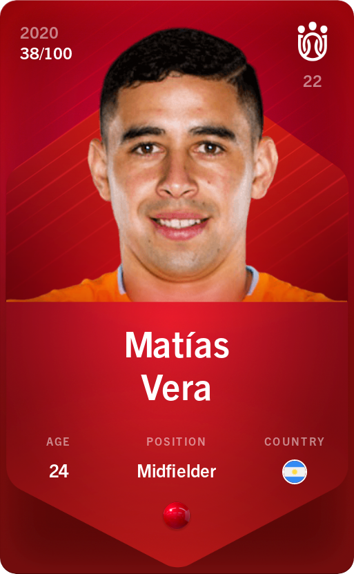 Sorare - Sorare Official - Matías Vera 2020-21 • Rare 38/100 - NFT # 5569576853114950281350537791961111215356450711477583082728919219881077306844