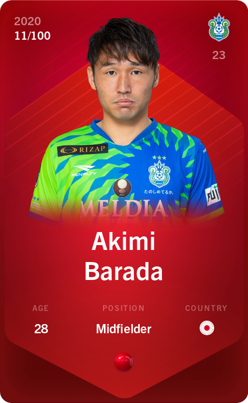 Sorare - Sorare Official - Akimi Barada 2020-21 • Rare 11/100 - NFT # 2552019188904671927624485984037265107551839416308361127882192381788803638798
