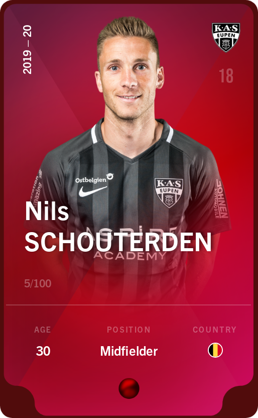 Sorare - Sorare Official - Nils Schouterden 2019-20 • Rare 5/100 - NFT # 5837771031166014742217550304200743444834058673704048342789884504339060706775