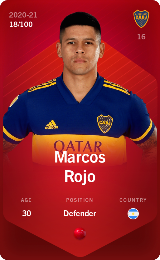 Sorare - Sorare Official - Marcos Rojo 2020-21 • Rare 18/100 - NFT # 57534831868398920166433960951931157698127019998725828124853179209759849791180
