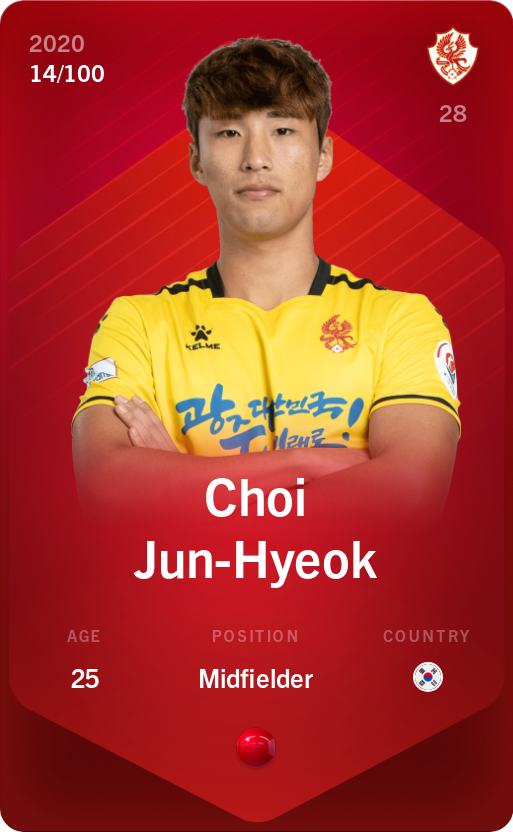 Sorare - Sorare Official - Choi Jun-Hyeok 2020-21 • Rare 14/100 - NFT # 46918144514159790697397115926933196153314068618064147484213003577434131882893