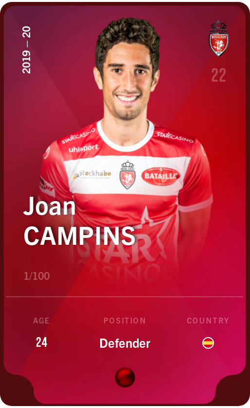 Sorare - Sorare Official - Joan Campins 2019-20 • Rare 1/100 - NFT # 87340490475447427099049262626604990966784593549872009437071051002742031798406