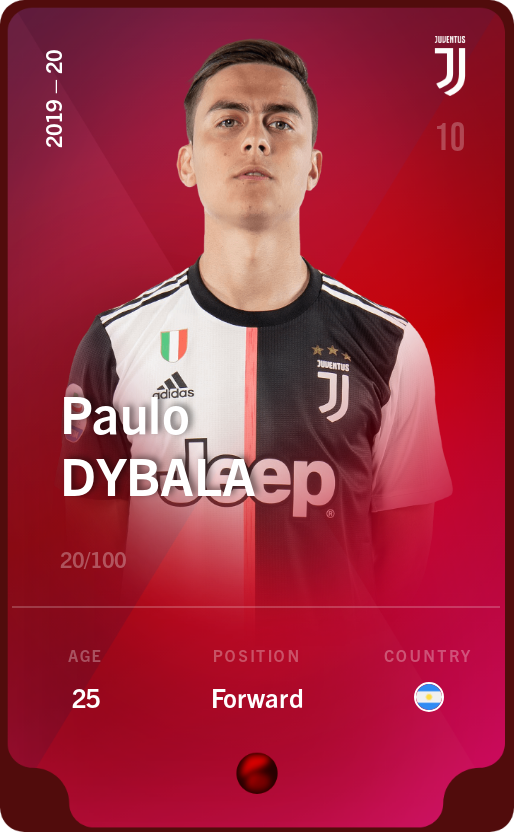Sorare - Sorare Official - Paulo Dybala 2019-20 • Rare 20/100 - NFT # 31394432419817002784239611115287057823672577711706564354591764247579646936215