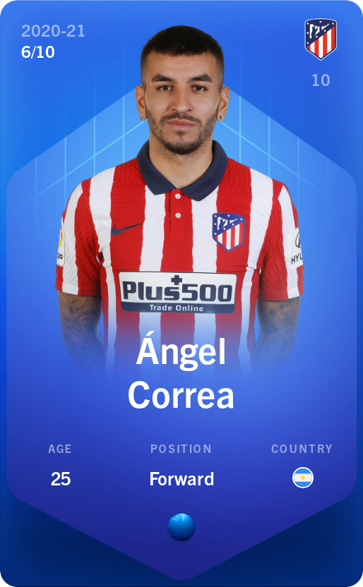 Sorare - Sorare Official - Ángel Correa 2020-21 • Super Rare 6/10 - NFT # 296947164674216617252132903320212924271224920389788284095255171196002194526