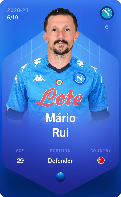 Sorare - Sorare Official - Mário Rui 2020-21 • Super Rare 6/10 - NFT # 70636806418650929141535819273091445444523579714533807761130159213064313452551