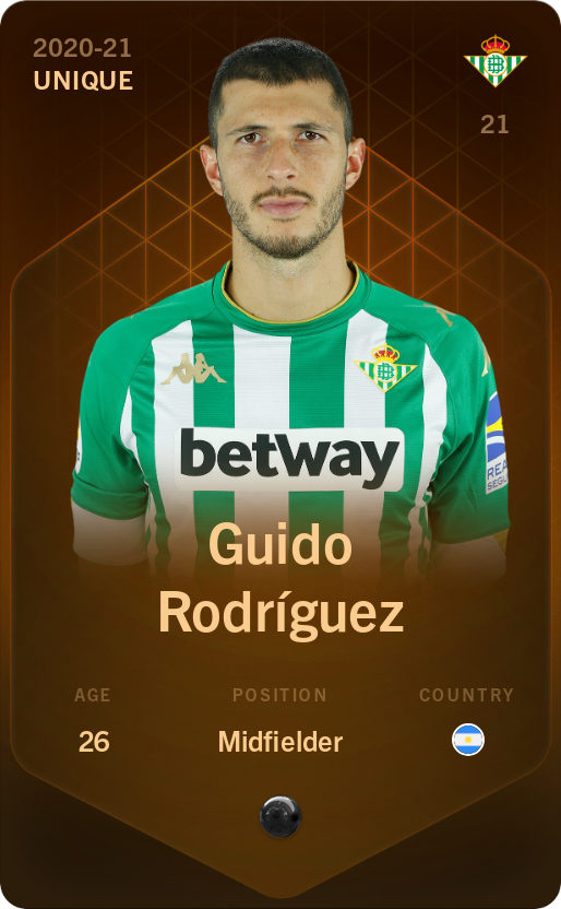 Sorare - Sorare Official - Guido Rodríguez 2020-21 • Unique - NFT # 37039585918313987566892032037506645259527463487380935213852331065677931528044