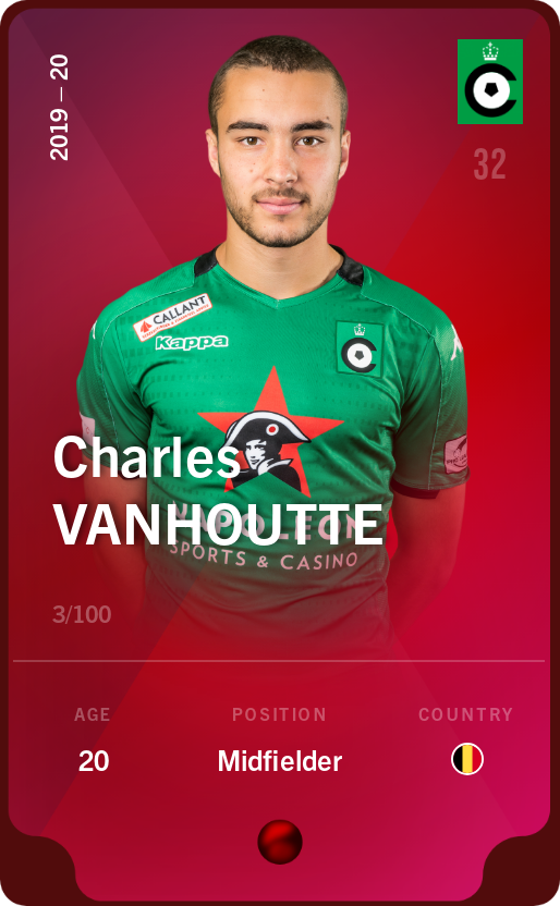 Sorare - Sorare Official - Charles Vanhoutte 2019-20 • Rare 3/100 - NFT # 93101771849933081051532300686414050035055228683320112709007139976422260448328