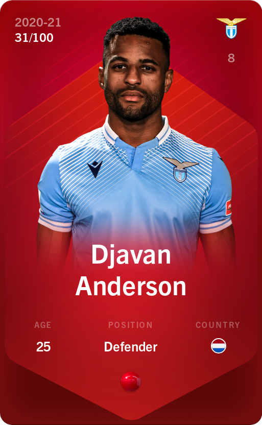 Sorare - Sorare Official - Djavan Anderson 2020-21 • Rare 31/100 - NFT # 58353156684015030637744465340110554145169566320556191783940146853424884331543