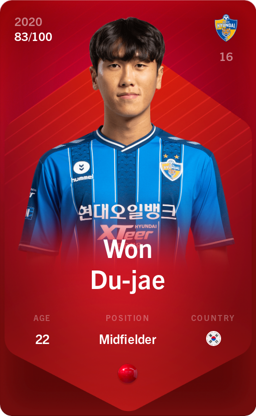 Sorare - Sorare Official - Won Du-jae 2020-21 • Rare 83/100 - NFT # 29629013413299971378586423946659523630109507018697219936990225105007468938430