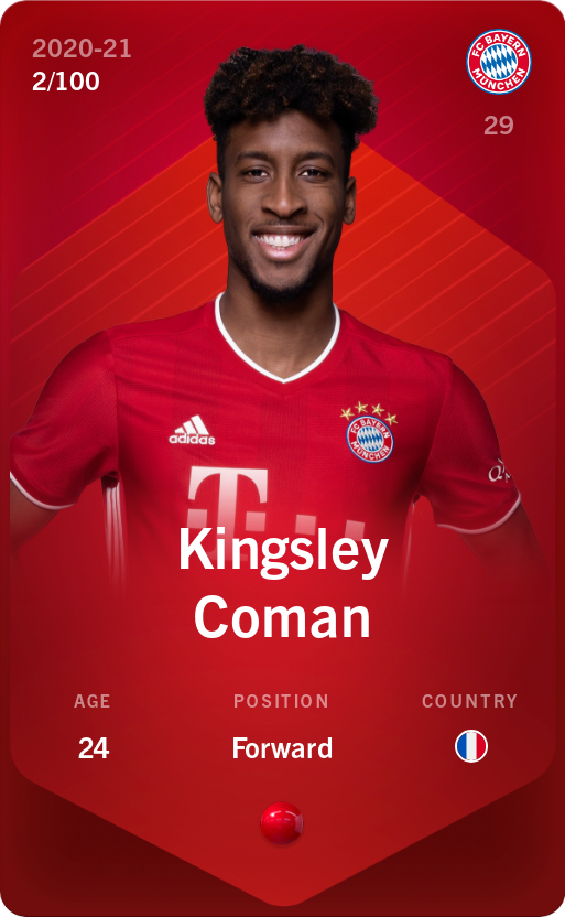 Sorare - Sorare Official - Kingsley Coman 2020-21 • Rare 2/100 - NFT # 98314577619862538712949310939596426296187035887149932222405172149513411772320
