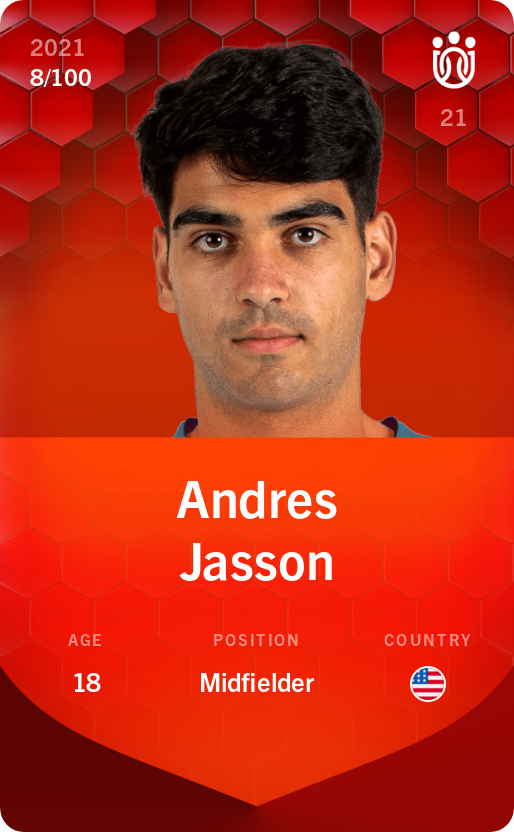 Sorare - Sorare Official - Andres Jasson 2021-22 • Rare 8/100 - NFT # 112721856741538430152327623252657718657325356661599579934134414182322858118431