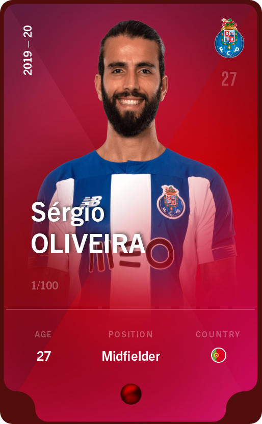 Sorare - Sorare Official - Sérgio Oliveira 2019-20 • Rare 1/100 - NFT # 27632385085861921680770650337066083618670796272598713384162149818685194205800