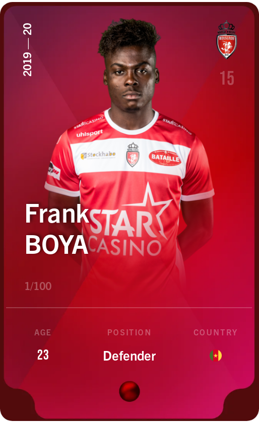 Sorare - Sorare Official - Frank Boya 2019-20 • Rare 1/100 - NFT # 100100721533678203201757656288537462702360339176455627072448916498857980483469