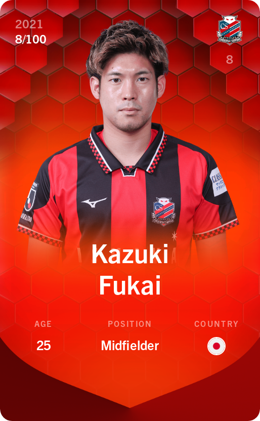 Sorare - Sorare Official - Kazuki Fukai 2021-22 • Rare 8/100 - NFT # 62700883036598816458552547503999346481214493548404126746575154704656303572504