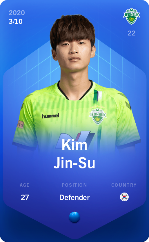 Sorare - Sorare Official - Kim Jin-Su 2020-21 • Super Rare 3/10 - NFT # 76183147388322226379613878490157014477982025674728717277129756284337717937071