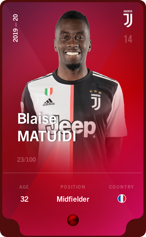 Sorare - Sorare Official - Blaise Matuidi 2019-20 • Rare 23/100 - NFT # 13908939682051414669940343355226998945248687090933645325961482888887207081048