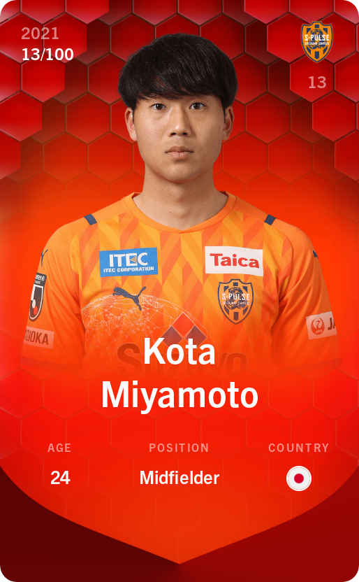 Sorare - Sorare Official - Kota Miyamoto 2021-22 • Rare 13/100 - NFT # 48160940648467821211571170921733200494998390188377728242965512285119252046981