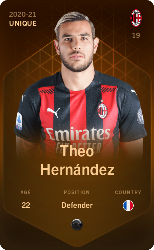 Sorare - Sorare Official - Theo Hernández 2020-21 • Unique - NFT # 72049155954970152253258137276640214506739050681888671278438204154786109777693