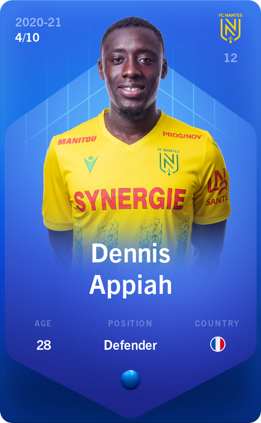 Sorare - Sorare Official - Dennis Appiah 2020-21 • Super Rare 4/10 - NFT # 20846032975698714071939732429331376502505362018831406363800766710593990066628