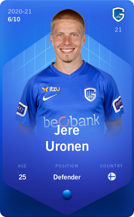 Sorare - Sorare Official - Jere Uronen 2020-21 • Super Rare 6/10 - NFT # 108762441400275808626229032074969085820359740679811035135413613157850602503809