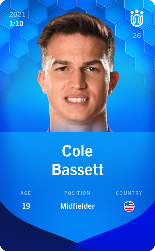 Sorare - Sorare Official - Cole Bassett 2021-22 • Super Rare 1/10 - NFT # 86221662126713284211795015463132088403124977654430173353740013112199662468317