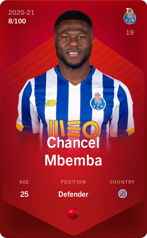 Sorare - Sorare Official - Chancel Mbemba 2020-21 • Rare 8/100 - NFT # 7354143716623140112385182864506159921297634862137130025017253505061800490280